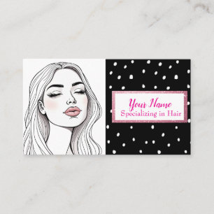 Elegant Line Art Lady Beauty Hair Business Card