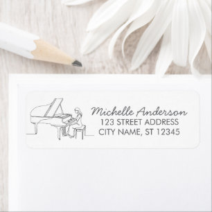 Elegant Line Art Music Grand Piano Return Address