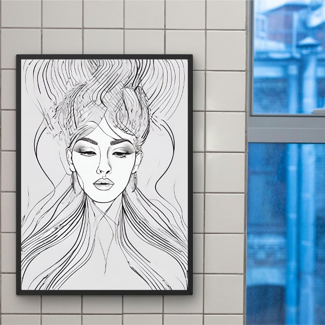 Elegant Line Art Portrait Modern Wall Art poster (Creator Uploaded)