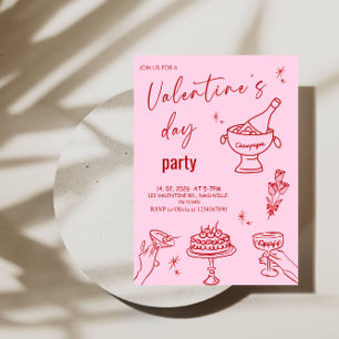 Elegant Line Art Valentine’s Day Party Invitation