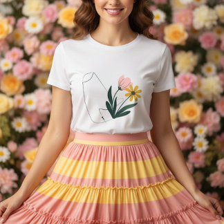 Elegant line with colorful botanical flowers Tri-Blend shirt