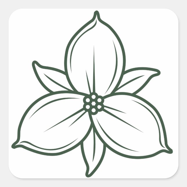 elegant linear trillium flower design square sticker (Front)