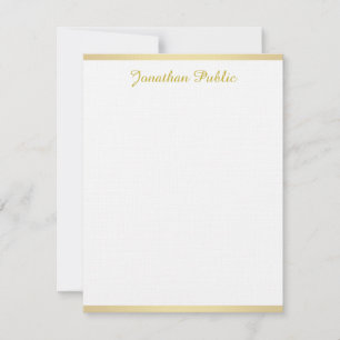 Elegant Linen Gold Creative Handwritten Script Top Card