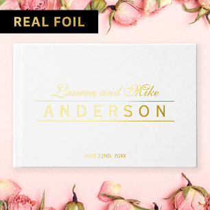 Elegant Lines Couple Name Wedding  Guest Book