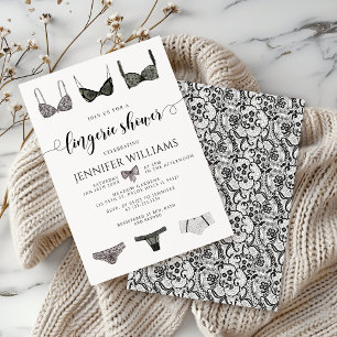 Elegant Lingerie Lace Bow Bridal Shower Invitation