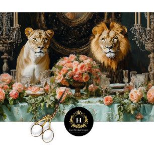 Elegant Lion Couple Rose Floral Wedding Tissue Paper