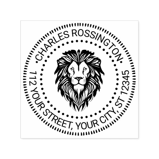 Elegant Lion Head #3 NT Rnd Name Address Self-inking Stamp (Design)
