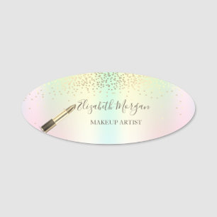Elegant Lipstick,Confetti,Holographic Name Tag