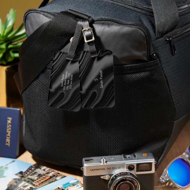Elegant liquid black Acrylic Luggage Tag (Front & Back)