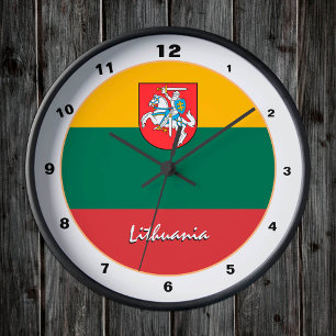 Elegant Lithuanian Flag, Lithuania Home / design Round Clock