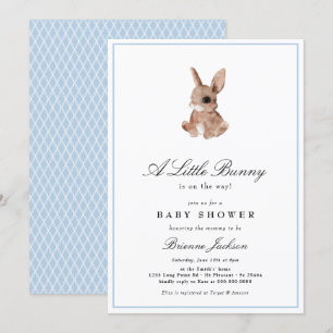 Elegant Little Bunny Blue Boy Baby Shower Invitation