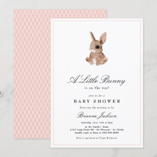 Elegant Little Bunny Blush Pink Girl Baby Shower Invitation
