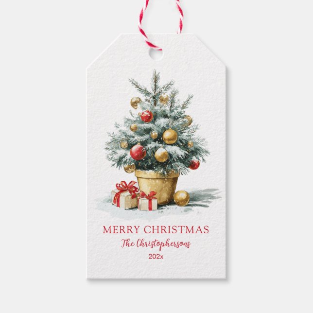 Elegant Little Christmas Tree Gift Tags (Front)