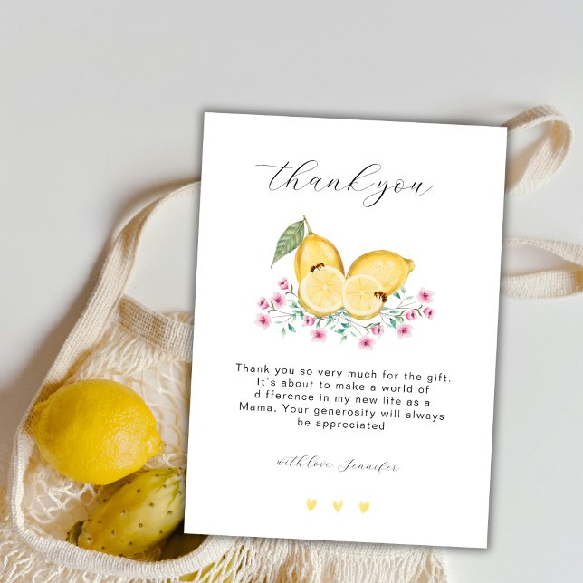Elegant Little Cutie Lemon Citrus Baby Shower  Thank You Card (Elegant Little Cutie Lemon Citrus Baby Shower Thank You Card)