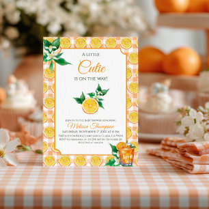 Elegant Little Cutie Orange Baby Shower Invitation
