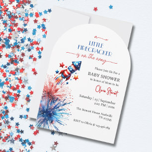 Elegant Little firecracker 4th July Baby Shower Invitation