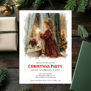 Elegant little girl holding shining star editable invitation