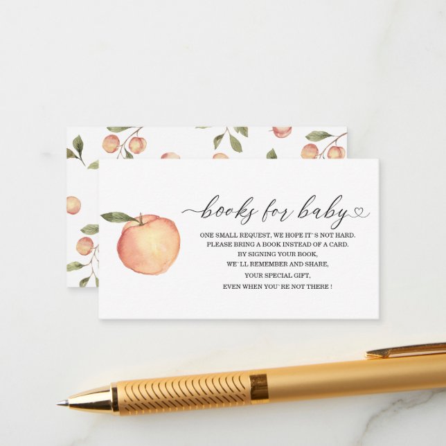 Elegant Little Peach Watercolor  babEnclosure Card (Front/Back In Situ)