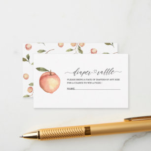 Elegant Little Peach  Watercolor baby shower diape Enclosure Card
