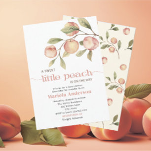 Elegant Little Peach Watercolor  Baby Shower Invitation