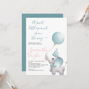 Elegant Little Peanut Elephant Baby Shower Invitation