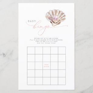 Elegant Little Pearl Baby Shower Bingo Game Card