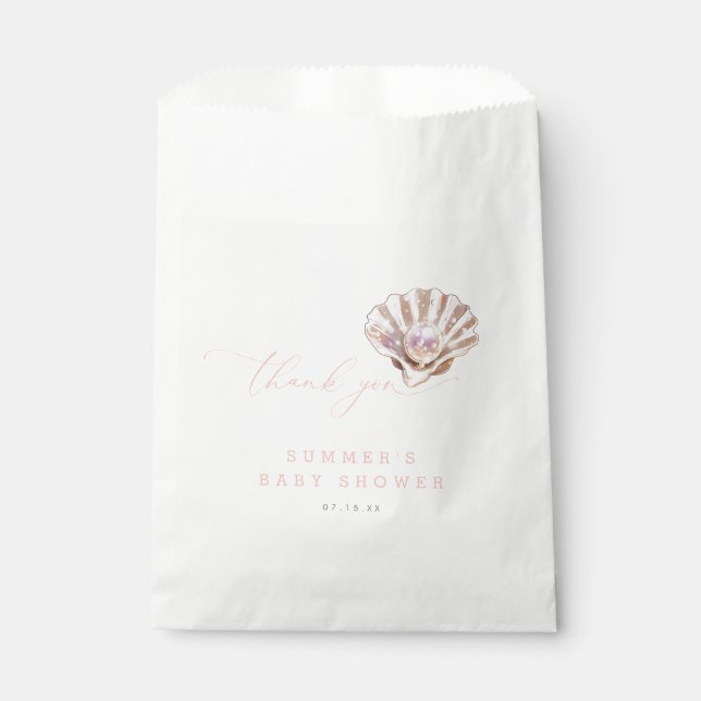 Elegant Little Pearl Baby Shower Thank You Favour Bags (Front)