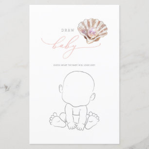 Elegant Little Pearl Draw Baby Game Card