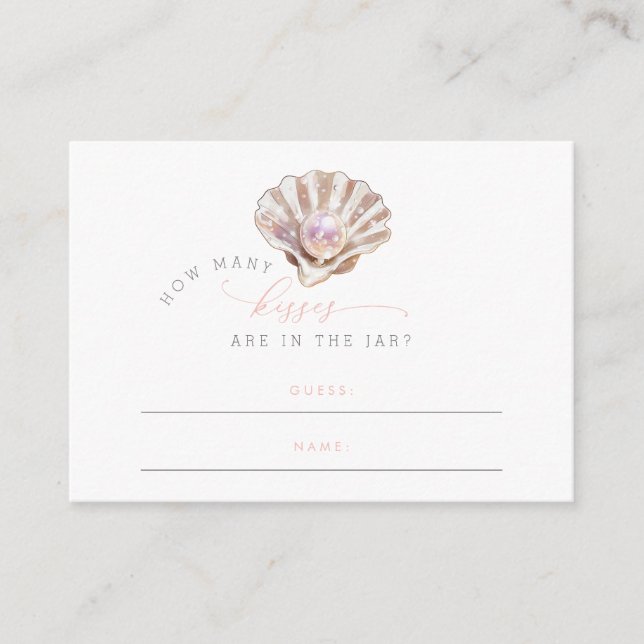 Elegant Little Pearl How Many Kisses Baby Shower Enclosure Card (Front)
