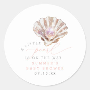 Elegant Little Pearl Is On The Way Baby Shower Classic Round Sticker