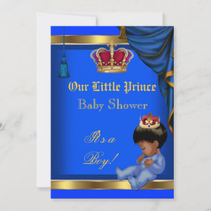 Elegant Little Prince Baby Shower Boy Blue 2 Invitation