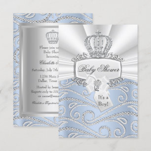 Elegant Little Prince Diamond Baby Shower Invite
