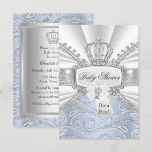 Elegant Little Prince Diamond Baby Shower Invite