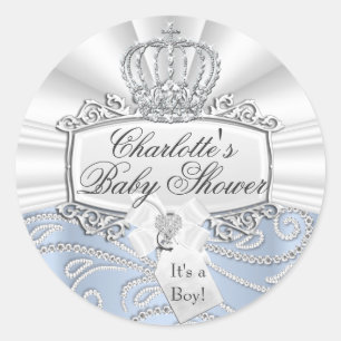 Elegant Little Prince Diamond Baby Shower Sticker