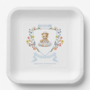 Elegant Little Princess Bear Royal Baby Shower Paper Plate