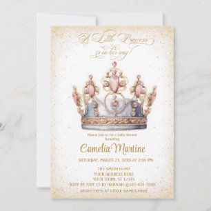  Elegant Little princess pink and gold baby shower Invitation