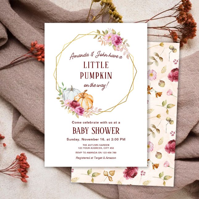 Elegant Little Pumpkin Baby Shower Invitation (Creator Uploaded)