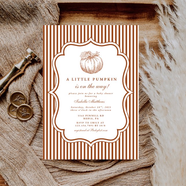 Elegant Little Pumpkin Baby Shower Invitation (Creator Uploaded)