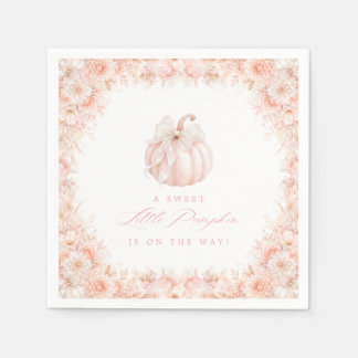 Elegant Little Pumpkin Bow Baby Shower Napkin