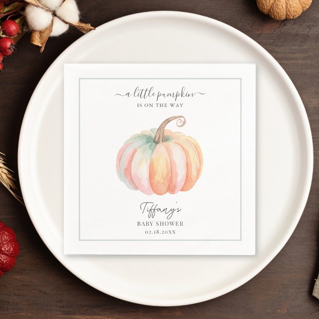 Elegant Little Pumpkin is On The Way Baby Shower Napkin (Creator Uploaded)