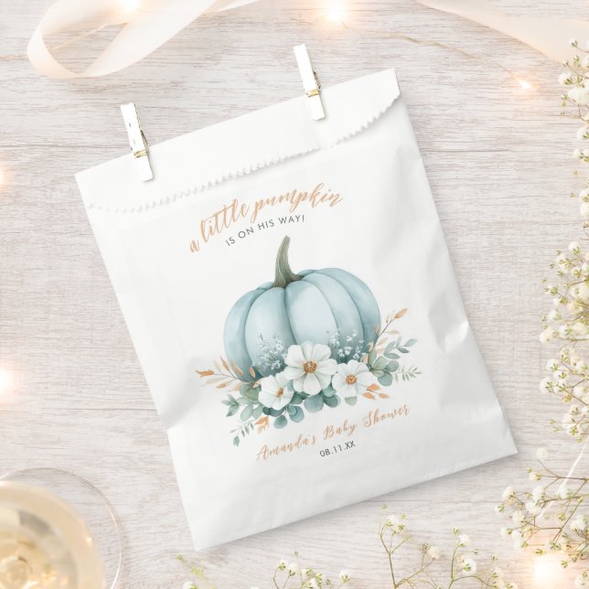 Elegant Little Pumpkin on His Way Boy Baby Shower Favour Bags (Clipped)