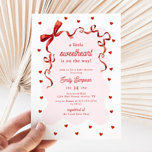 Elegant Little Sweetheart Bow Baby Shower Invitation