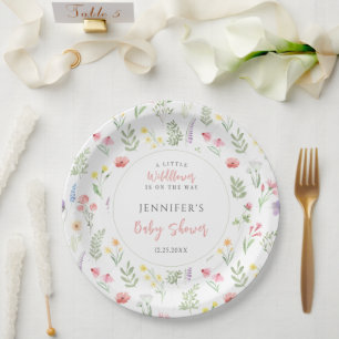 Elegant Little wildflower boho baby girl shower Paper Plate