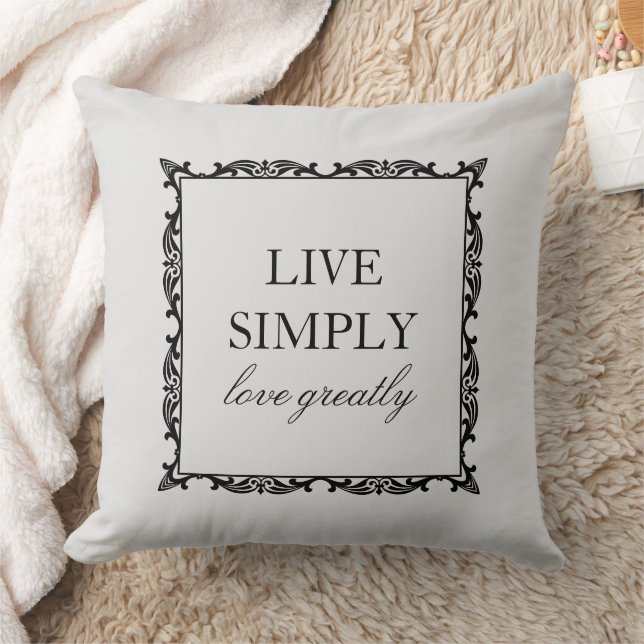 Elegant Live Simply Quote Silver Grey Cushion (Blanket)