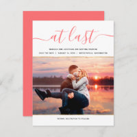 Elegant Living Coral Photo Modern Save the Date