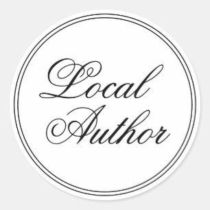 Elegant Local Author White Black Classic Round Sticker