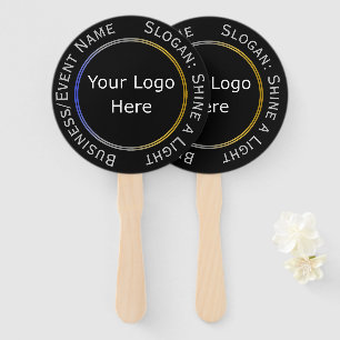 Elegant Logo Black, Silver and Gold Company Party Hand Fan