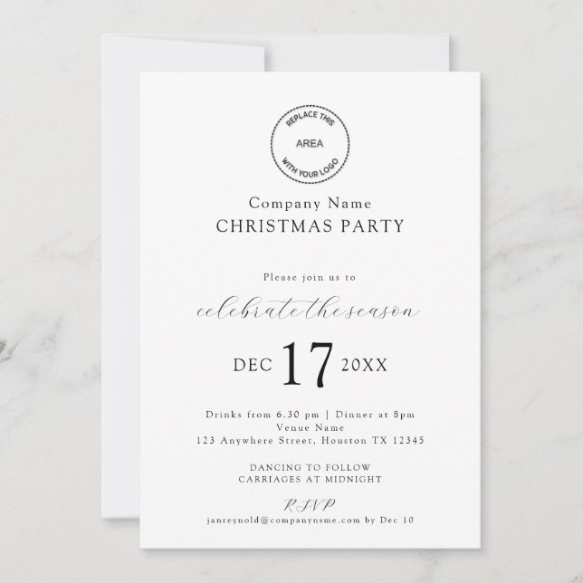 Elegant Logo Company Christmas Party Invitation (Front)
