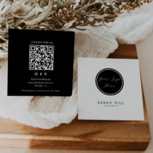 Elegant Logo Formal QR Code Square Business Card