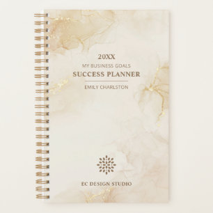 Elegant Logo Gold Beige Watercolor Business Planner
